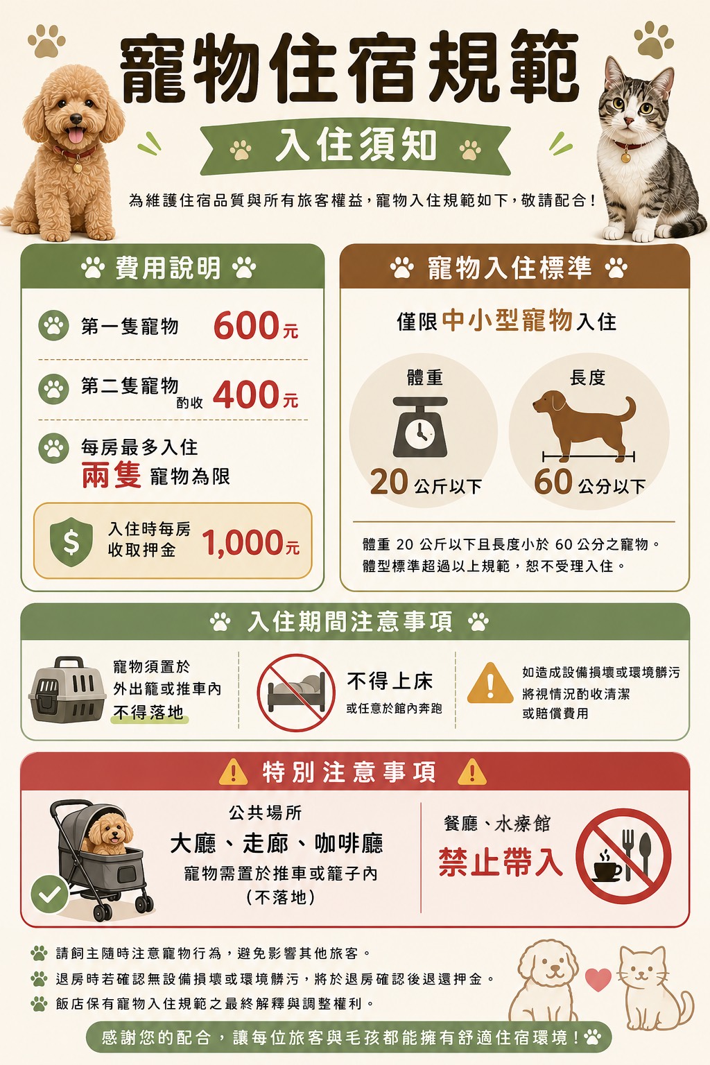 𓃡寵物住宿規範𓃠公告